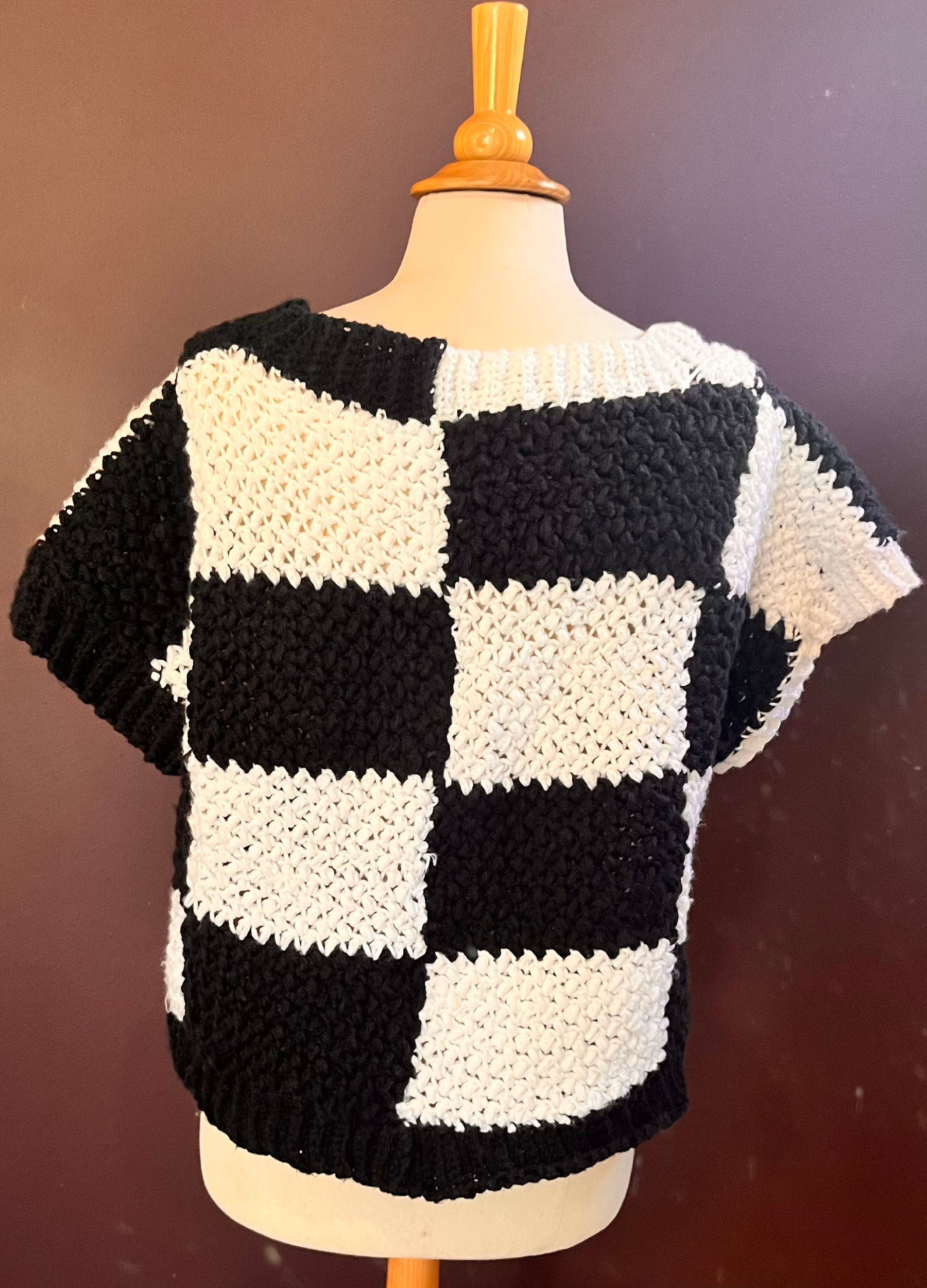 Checkers Oversized Sweater Vest — back