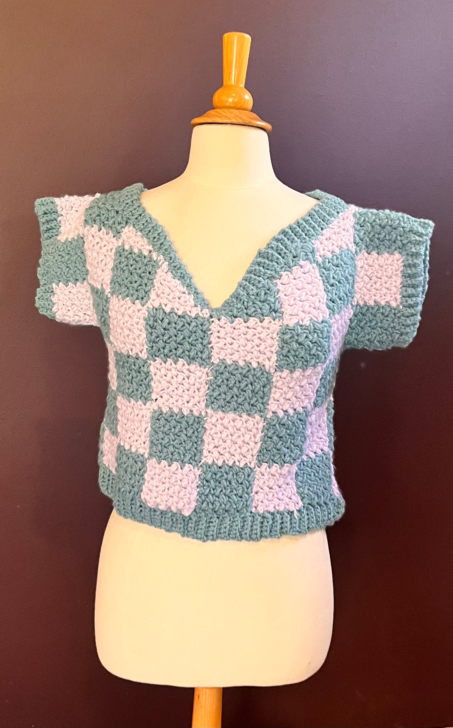 Checkerboard Crochet Sweater Vest
