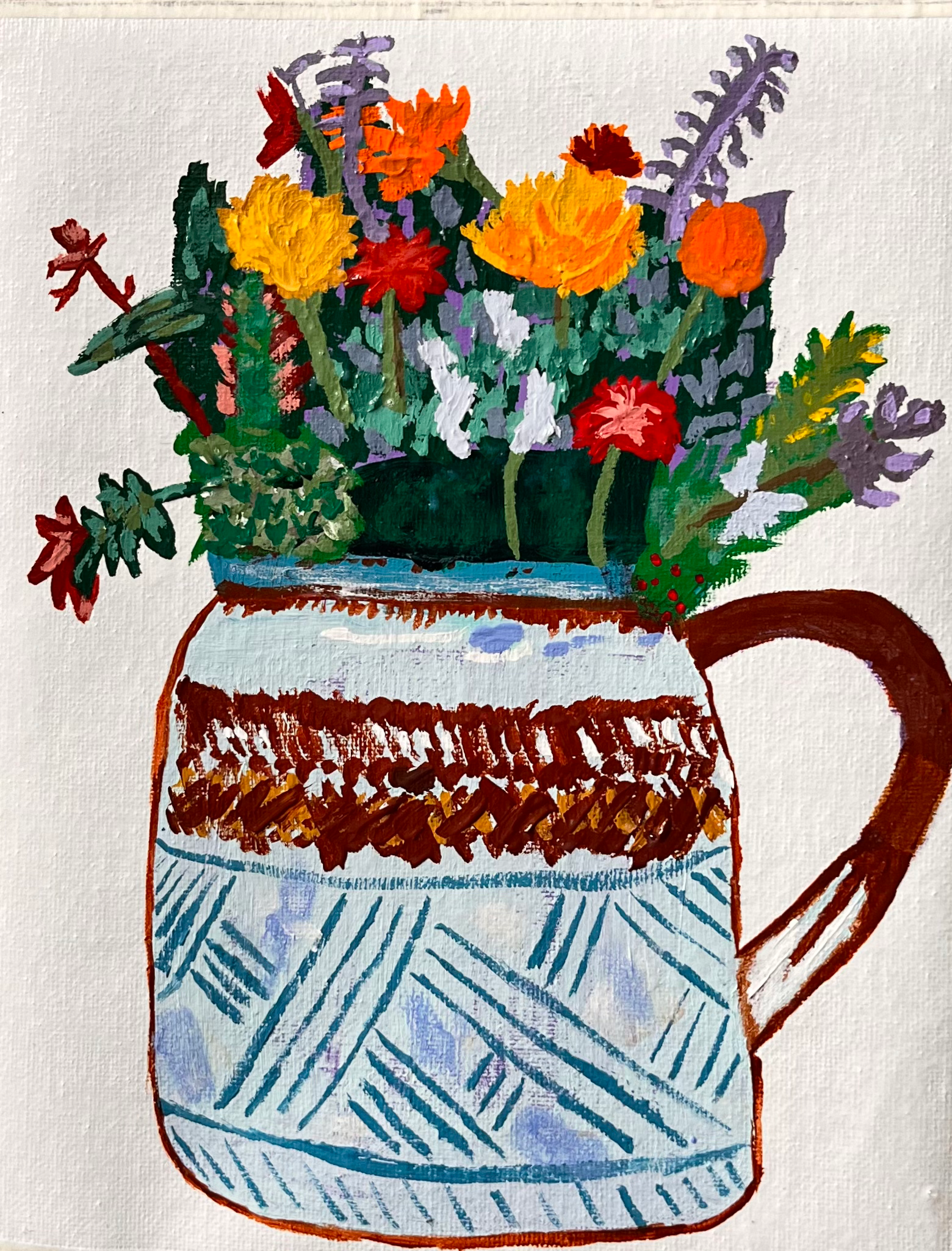 Blue Gallon Flowers — Painting